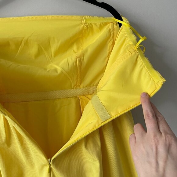 J. Crew Pleated Lined Back Zip Closure Casual Strapless Mini Dress Yellow 2 - Picture 7 of 9